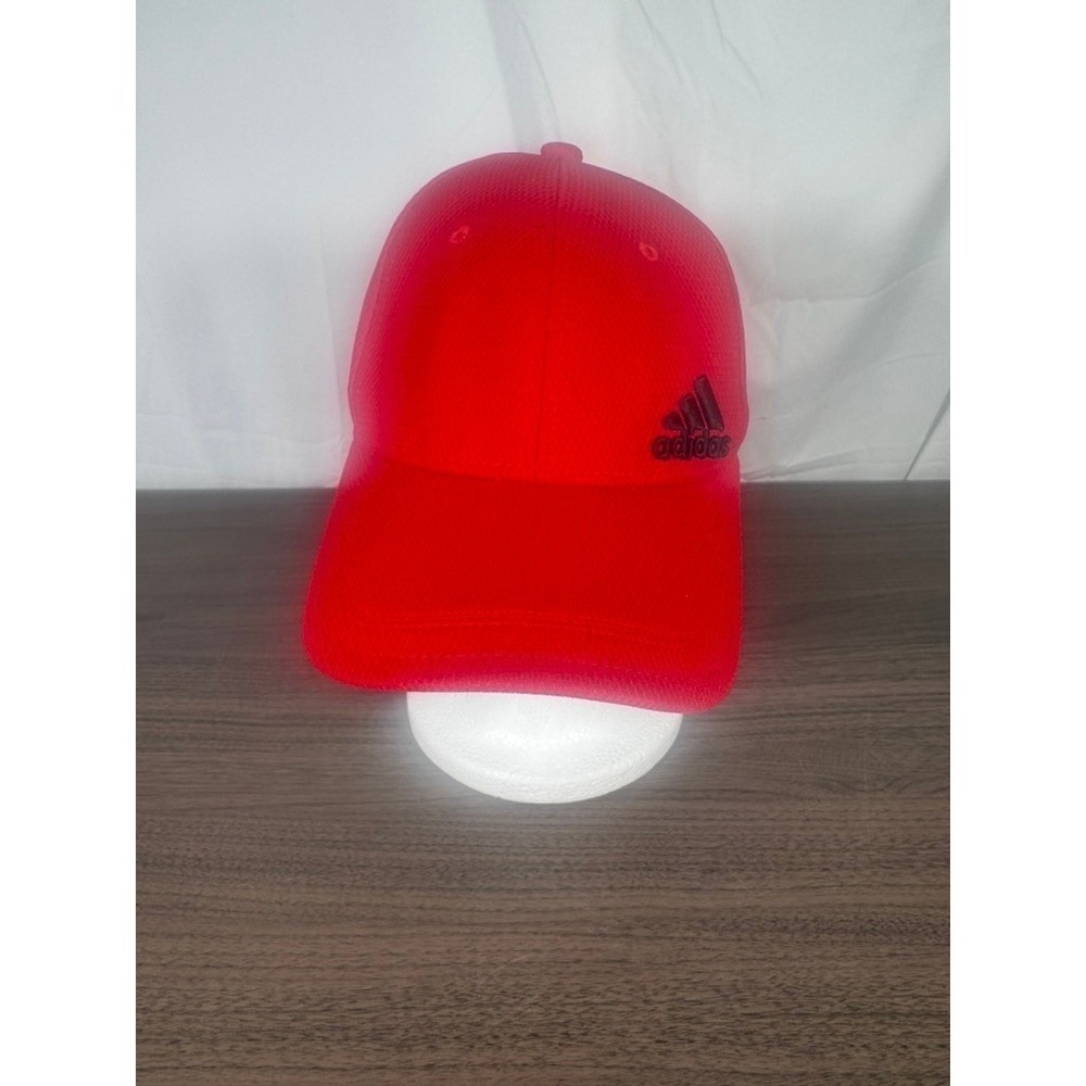 Adidas Men's Release Stretch Fit Hat S/M Scarlet Red Black Logo Cap